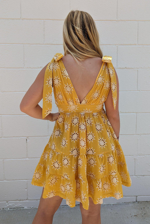 Embroidered Tiered Mini Dress