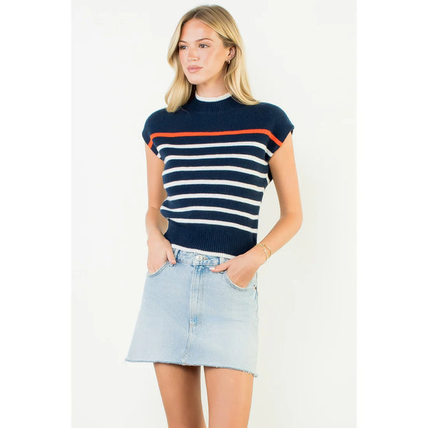 Sleeveless Striped Knit Top