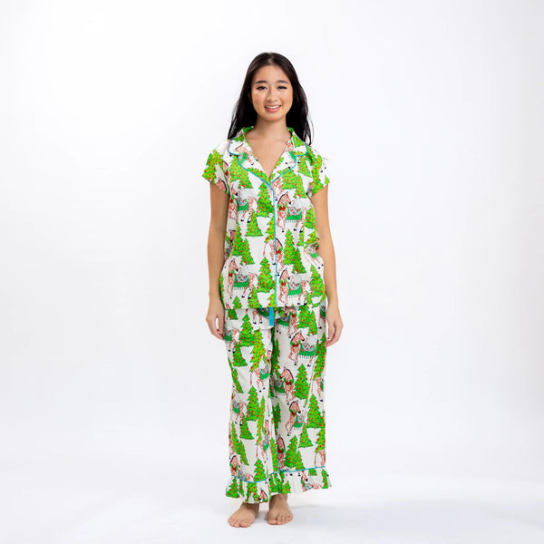 Safari Christmas Luxe Sateen Capri Pajama Set