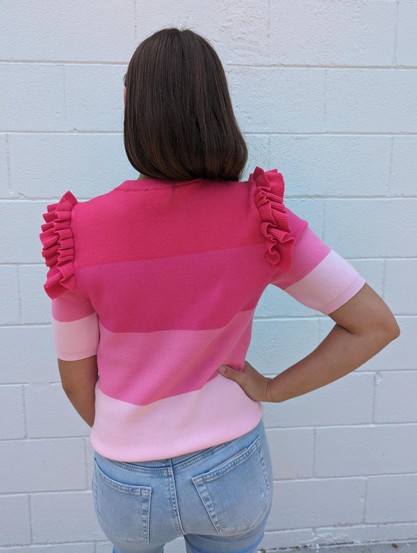 Colorblocked Mid Sleeve Knit Top