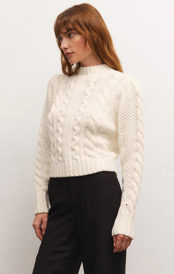 Catya Mock Neck Cable Sweater