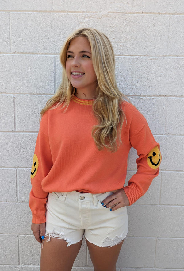 Smiley Sleeve Knit Sweater