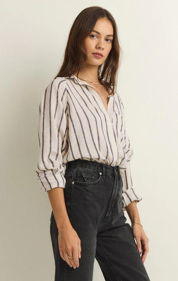 Perfect Striped Linen Top
