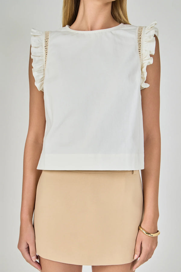 Sleeveless Embroidered Shoulder Top
