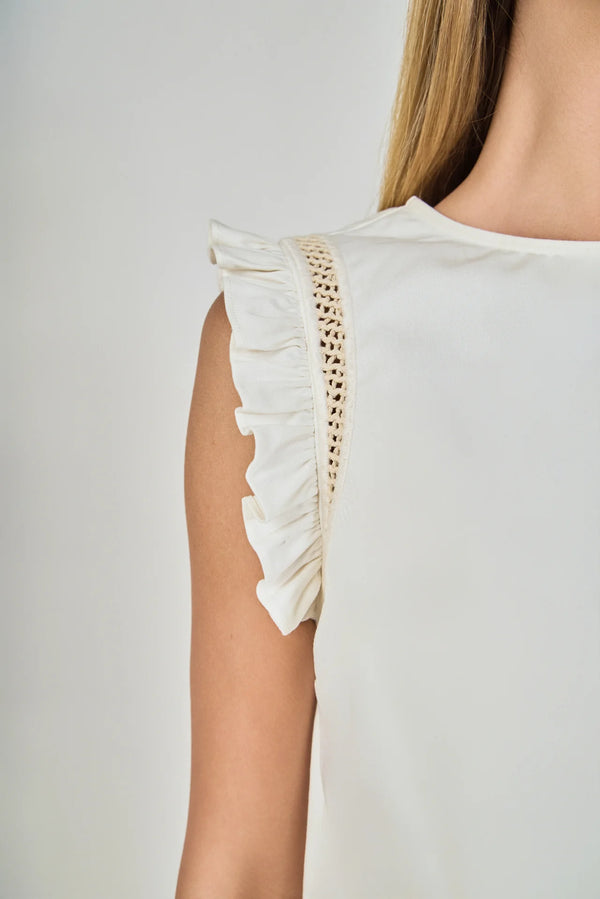 Sleeveless Embroidered Shoulder Top