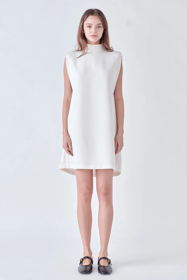 Mock Neck Sleeveless Shift Dress