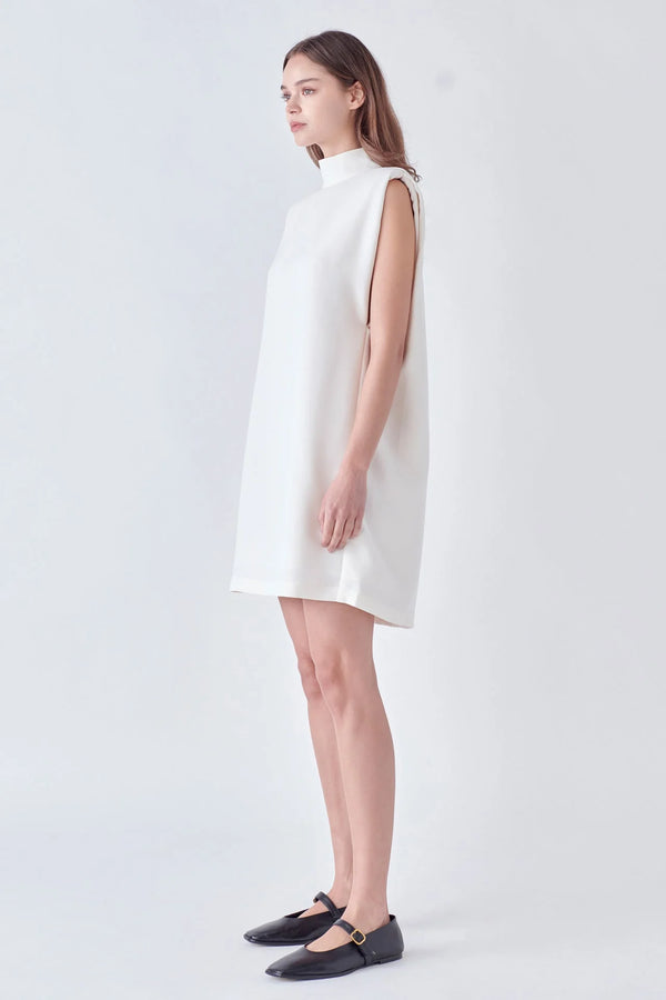 Mock Neck Sleeveless Shift Dress