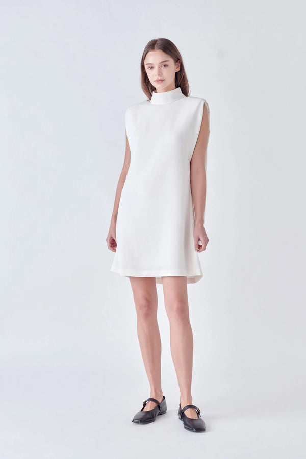 Mock Neck Sleeveless Shift Dress