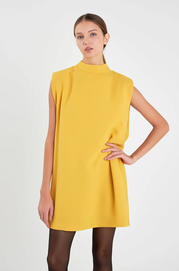 Mock Neck Sleeveless Shift Dress