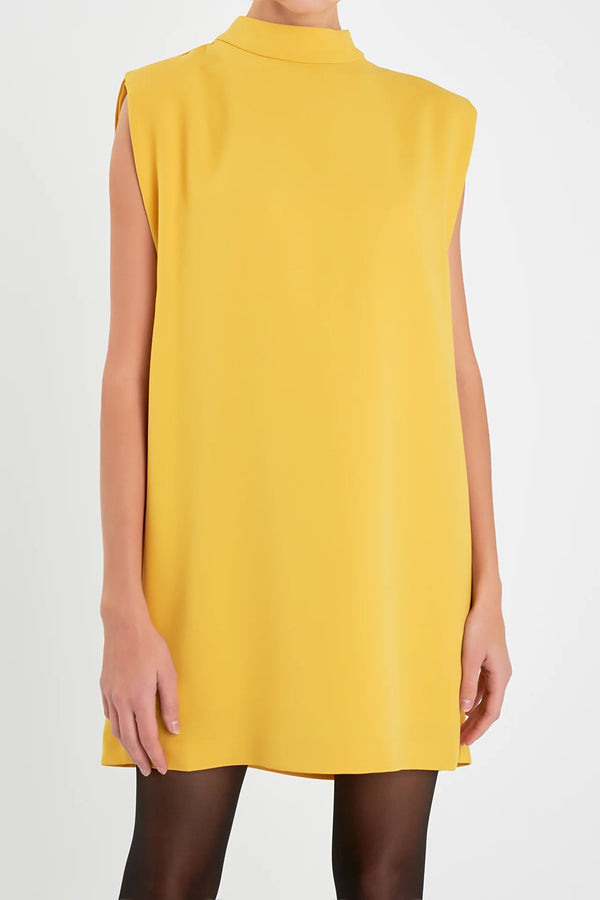 Mock Neck Sleeveless Shift Dress