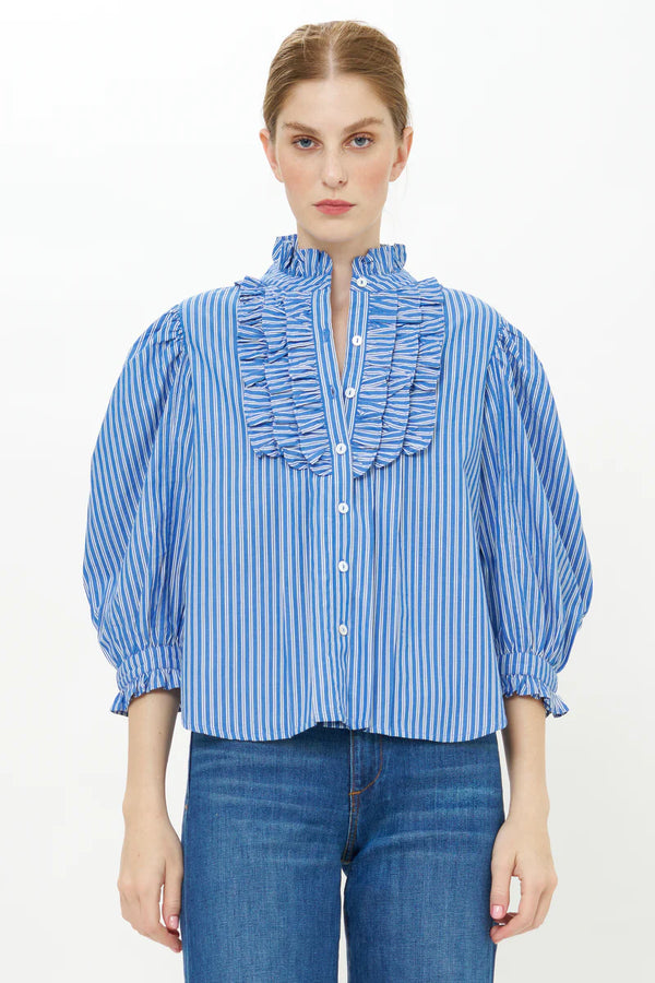 Ruffle Front Button Blouse