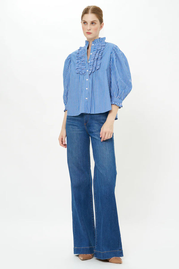 Ruffle Front Button Blouse