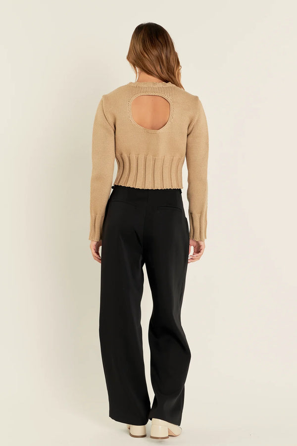 Open Back Cropped Sweater