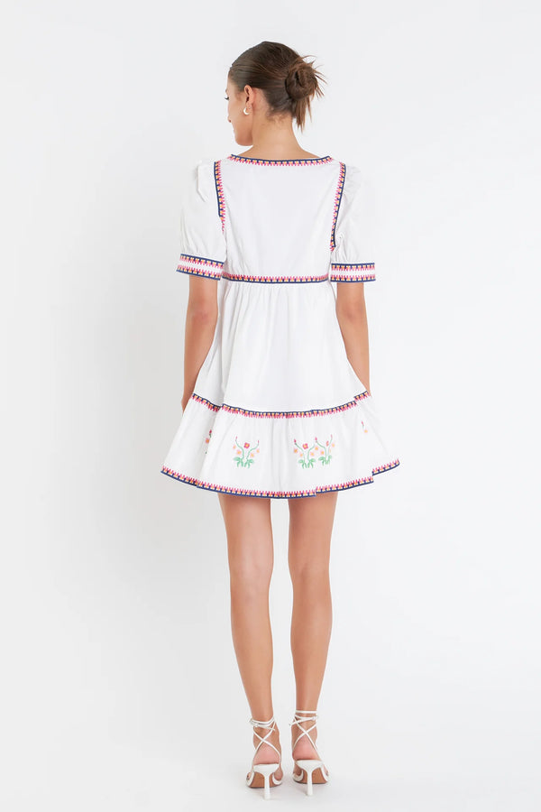 Embroidered Short Sleeve Dress