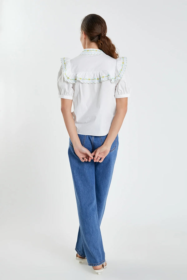 Floral Embroidered Short Sleeve Top