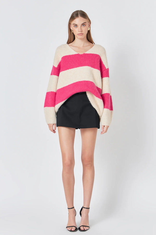 Fuzzy Striped Oversized Sweater