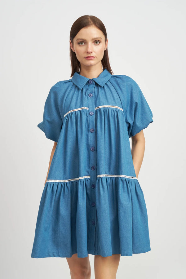Bubble Sleeve Shirt Dress
