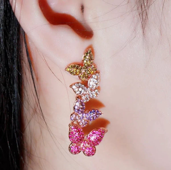 Triple Pave Butterfly Earrings