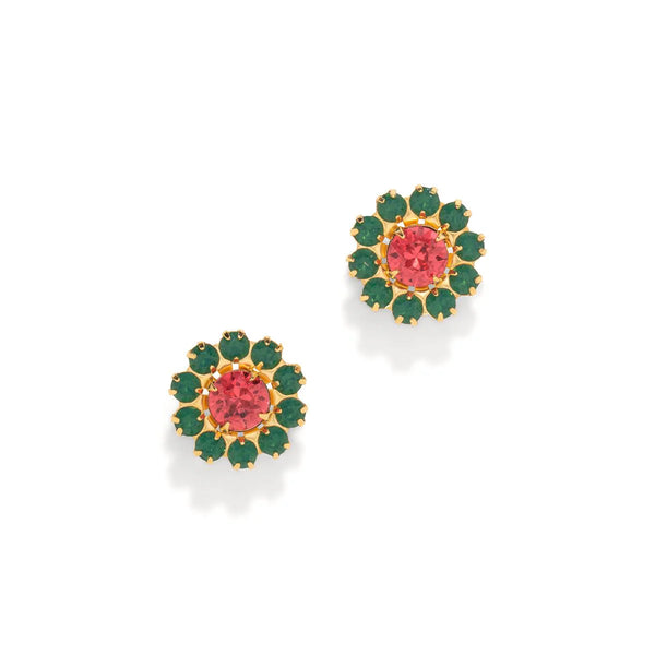 Tiny Georgian Stud in Indian Pink and Emerald
