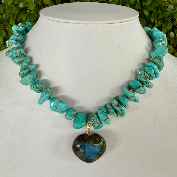 Turquoise + Heart Necklace