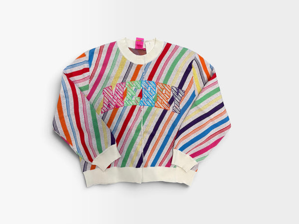 Rainbow Striped 'Merry' Button Up Cardigan