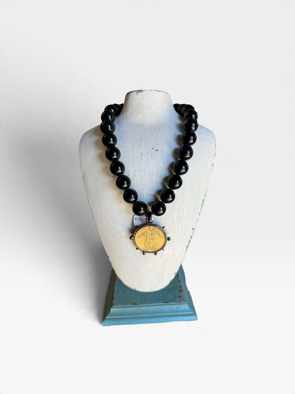 Onyx Necklace with Medallion
