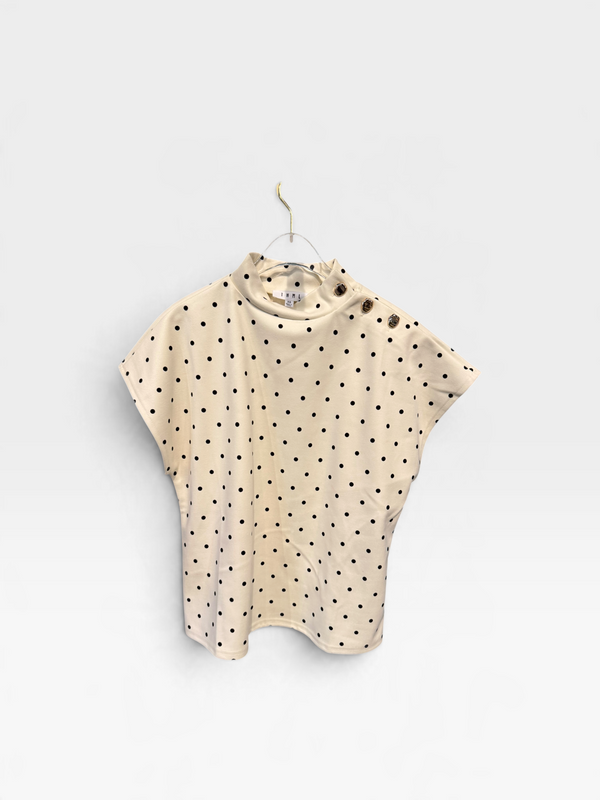 Polka Dot Top with Gold Button Detail