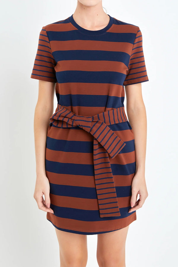 Contrast Stripe Knit Mini Dress