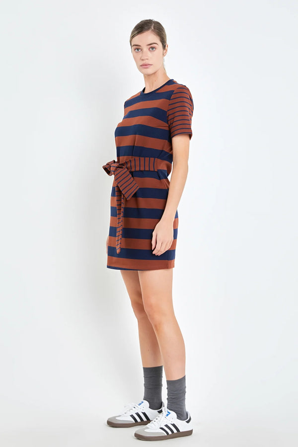 Contrast Stripe Knit Mini Dress