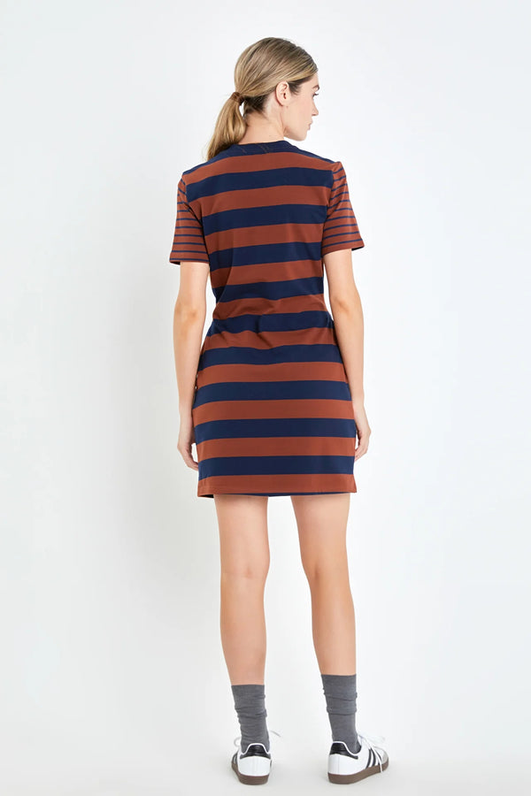 Contrast Stripe Knit Mini Dress