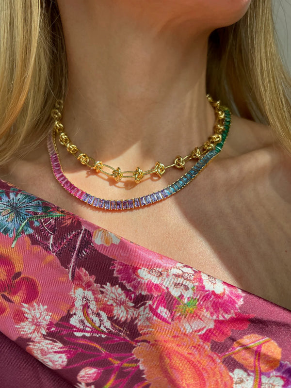 Prismatic Tennis Necklace