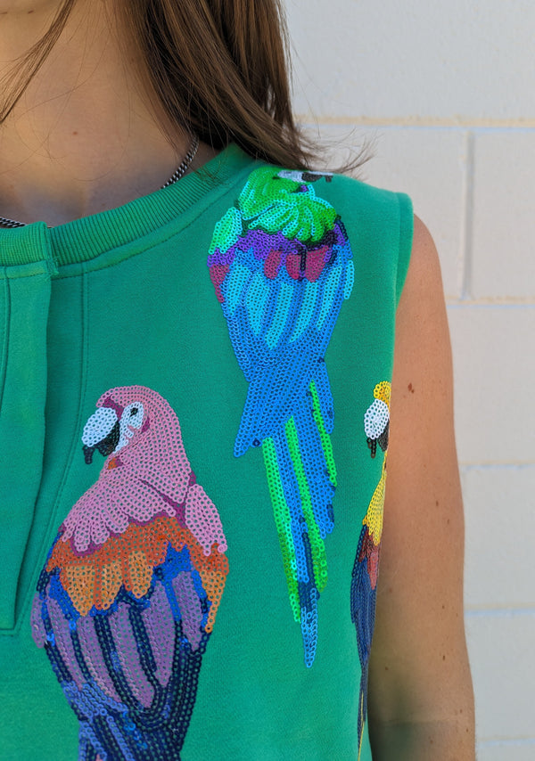 Sequin Scattered Parrot Tank