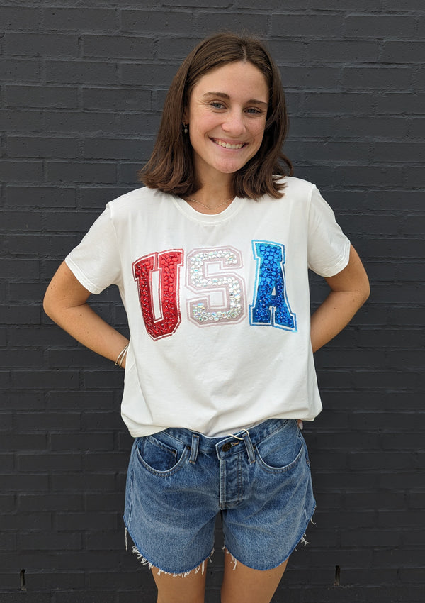 Beaded USA Tee