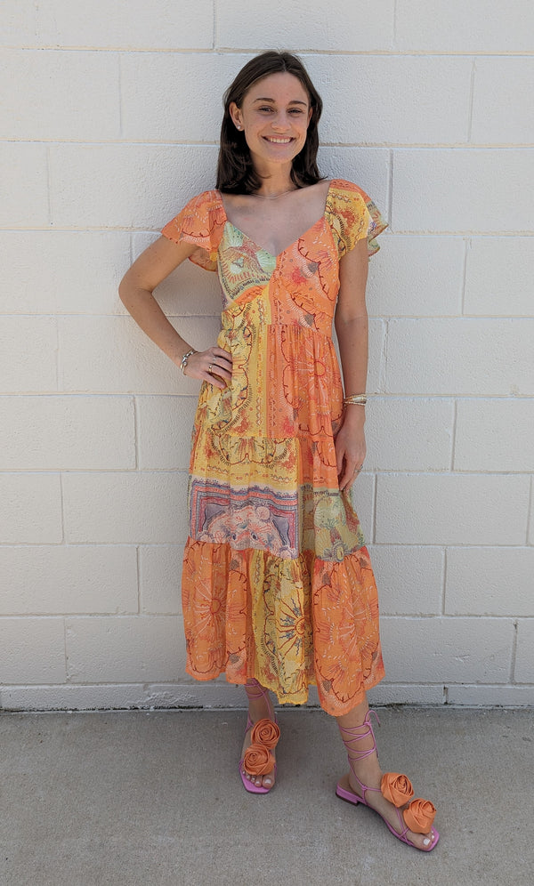 Multi Print Maxi Dress