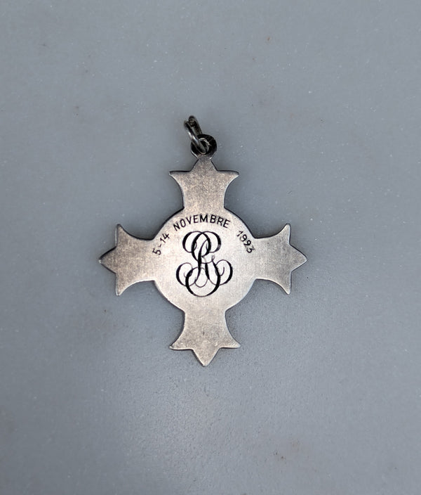 Antique French St Aloysius Silver Cross Medal