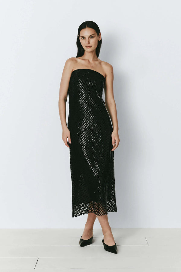 Celeste Sequin Crochet Mesh Dress