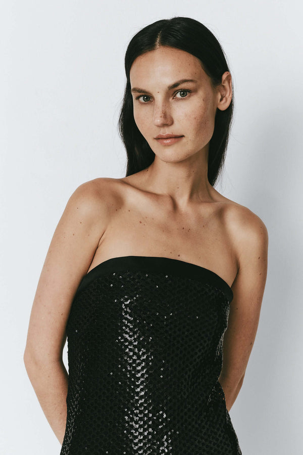 Celeste Sequin Crochet Mesh Dress