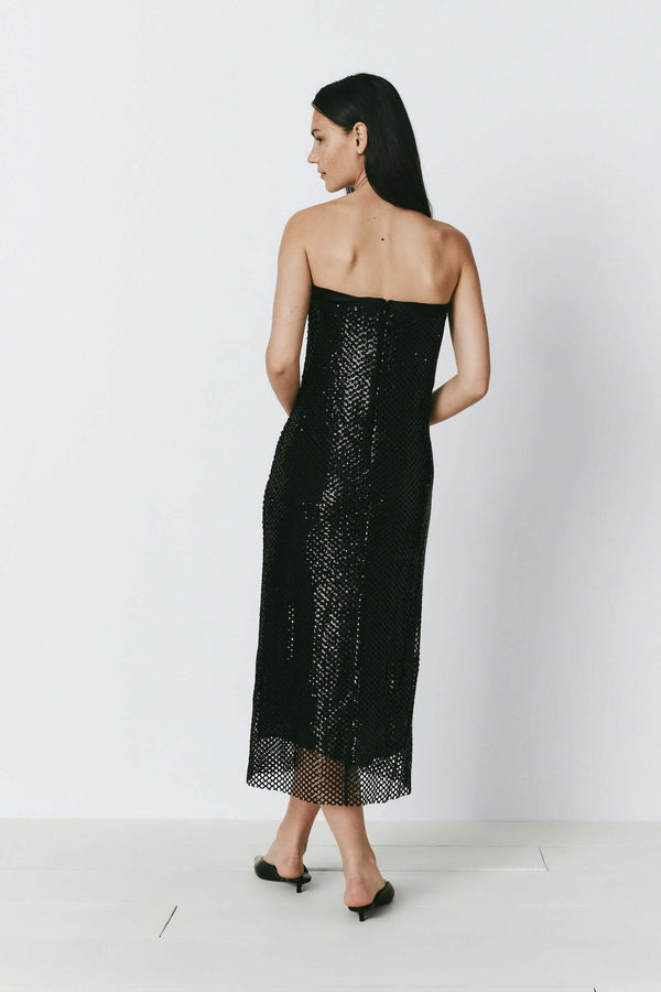 Celeste Sequin Crochet Mesh Dress