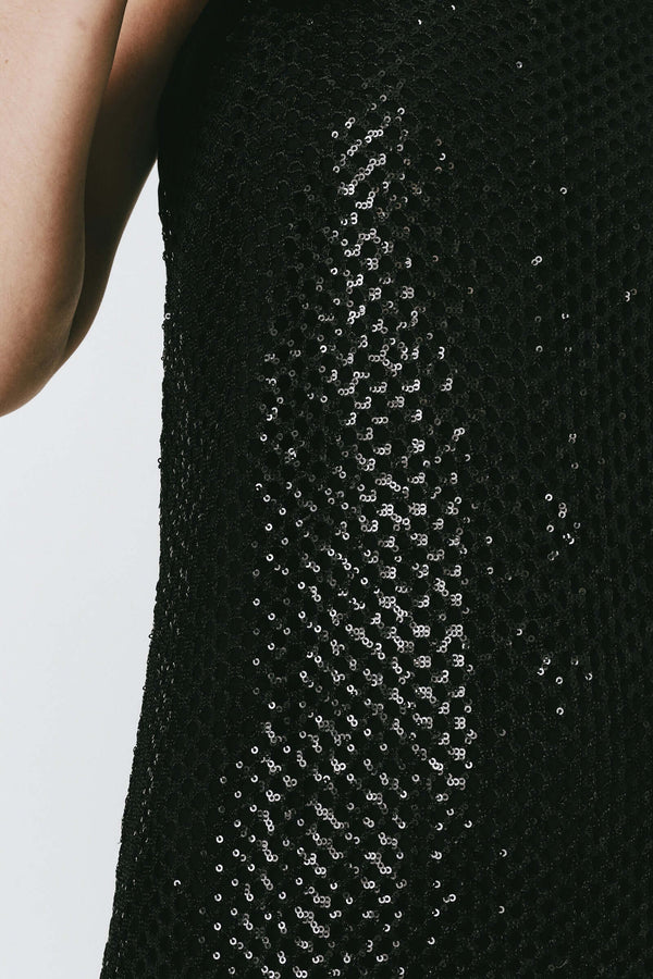 Celeste Sequin Crochet Mesh Dress