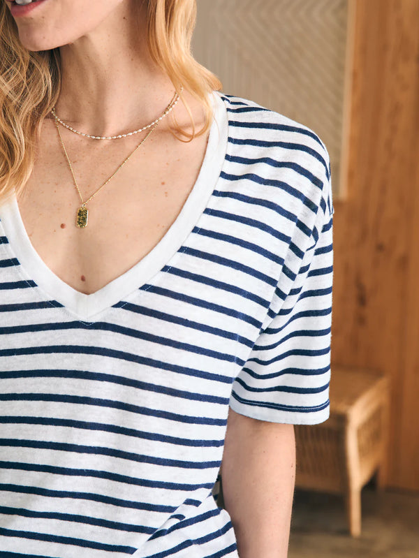 Oceanside Linen V-Neck Tee