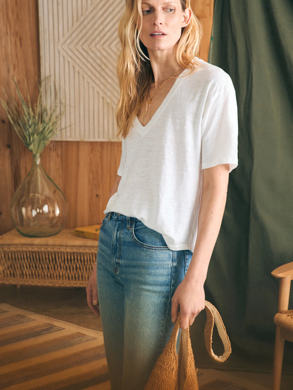 Oceanside Linen V-Neck Tee