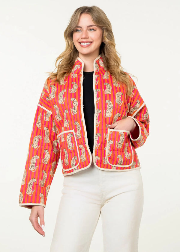 Quilted Striped Cheetah Jacket