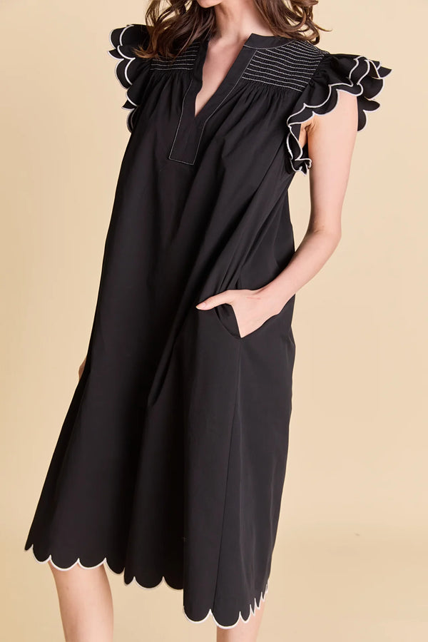 Scallop Midi Dress