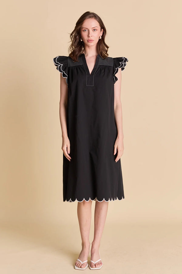 Scallop Midi Dress