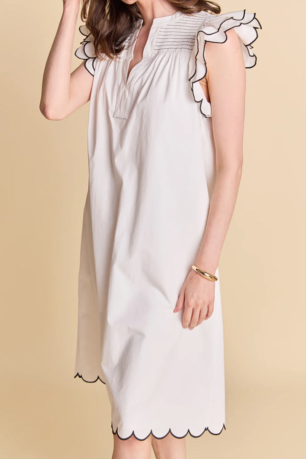 Scallop Midi Dress