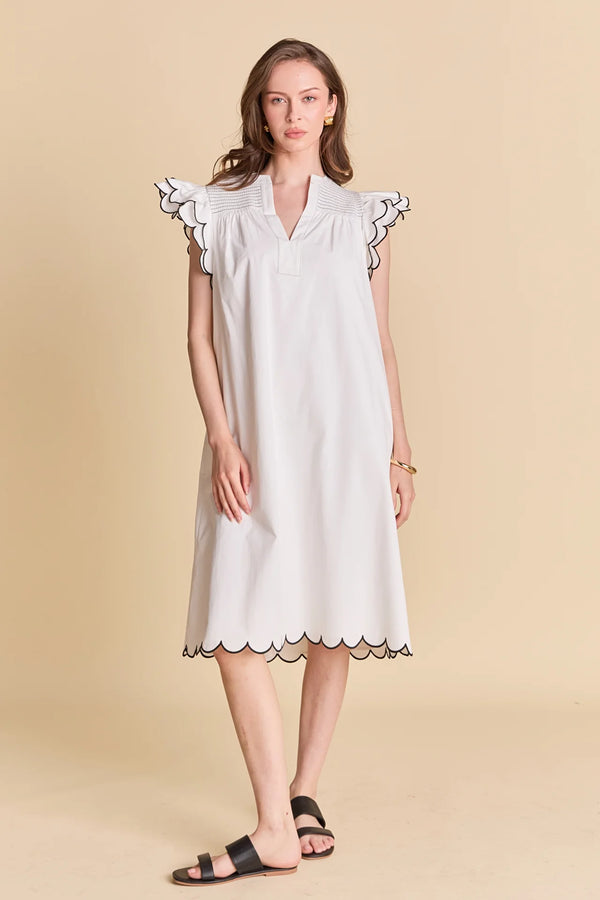 Scallop Midi Dress