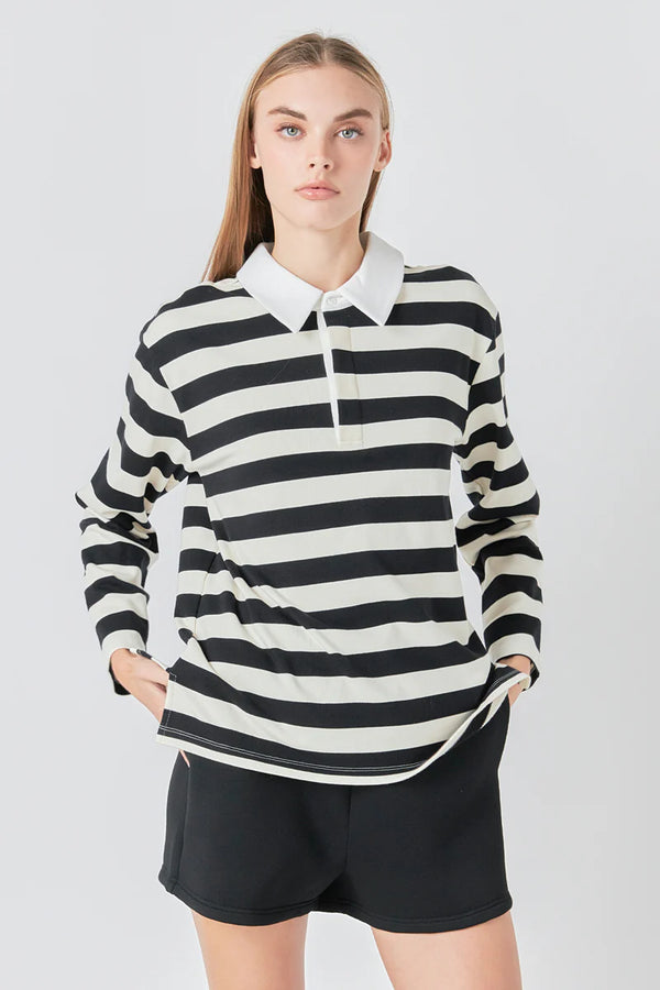 Stripe Collar Sweatshirt