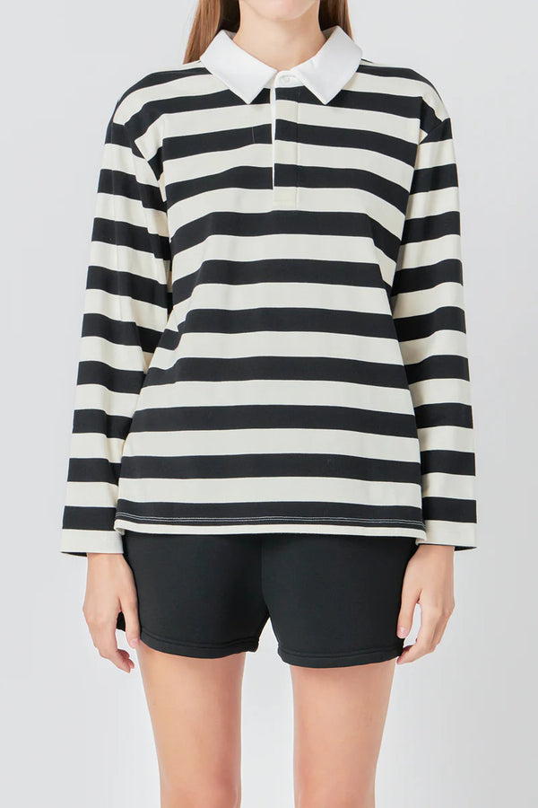 Stripe Collar Sweatshirt