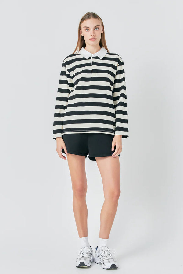 Stripe Collar Sweatshirt