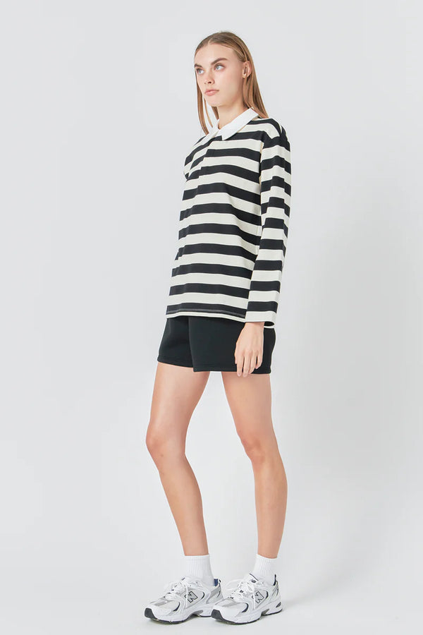 Stripe Collar Sweatshirt